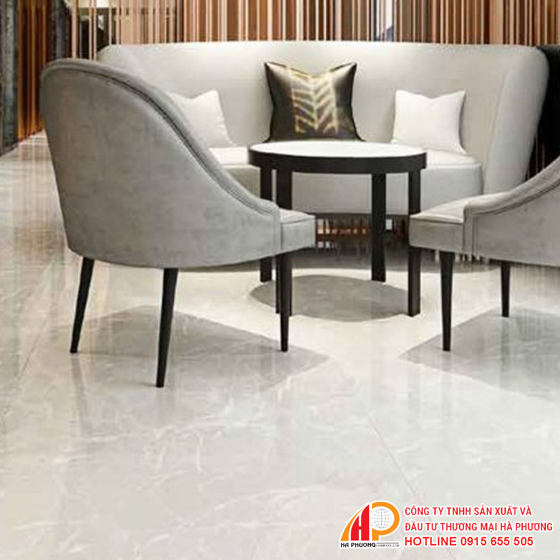 Phòng mẫu sử dụng gạch mài bóng Thạch Bàn 600X600 mm FGB60-1502
